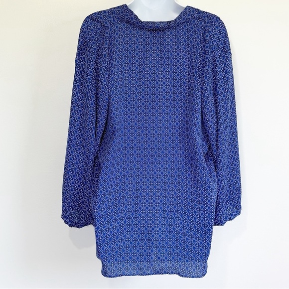 4/25$ LAUNDRY By Shelli Segal Blouse Patterned Workwear Size Large - Picture 2 of 7